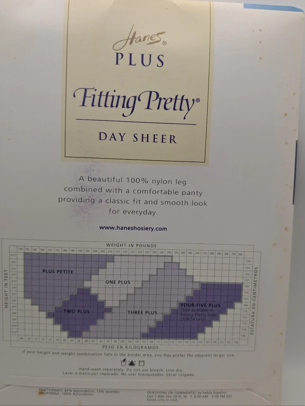 Hanes Plus Fitting Pretty Day Sheer Pantyhose Size Two Plus Barely There